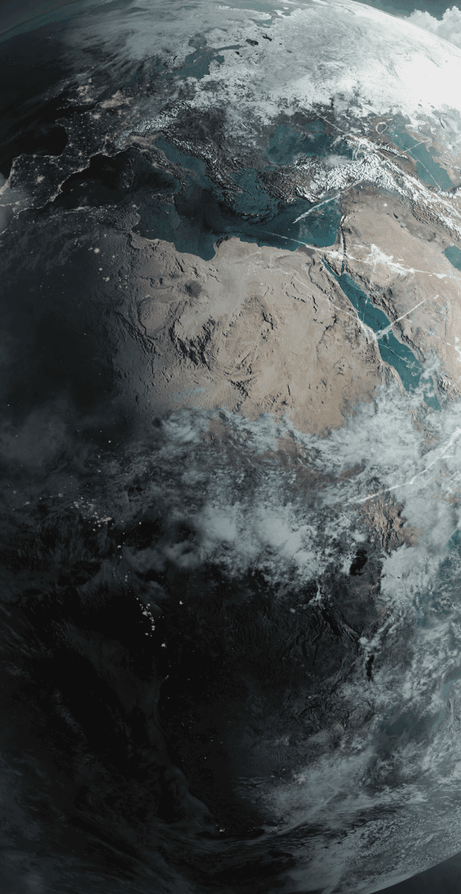A view of Earth with storm clouds and atmospheric effects, symbolising the global urgency of climate action following COP29.