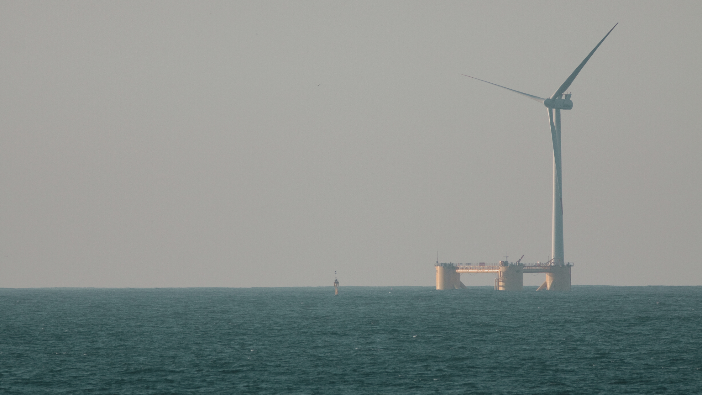 Floating offshore wind turbine on a deep-water platform generating renewable energy for global clean power projects