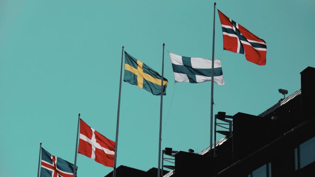 Nordic country flags representing Navitas Resourcing Group’s contract-led recruitment expertise across the Nordics energy and infrastructure market