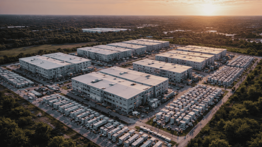 Hyperscale data centre campus in the US showing large-scale digital infrastructure and construction supporting clean power and cloud demand